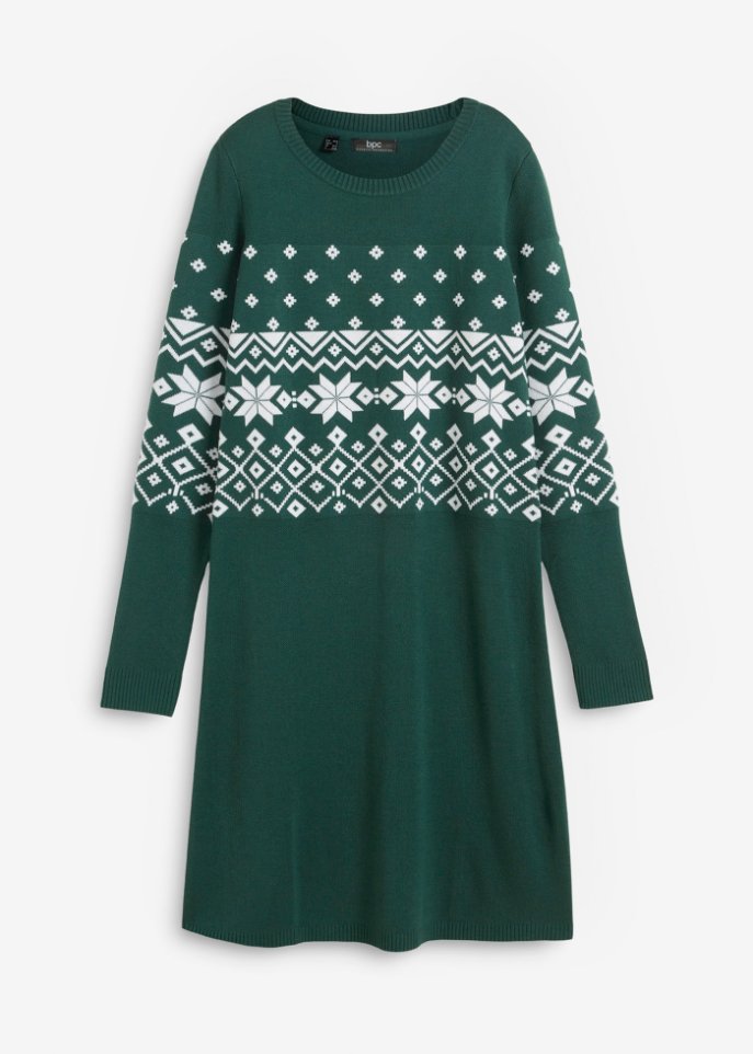 Ausgestelltes Strickkleid mit Norwegermuster