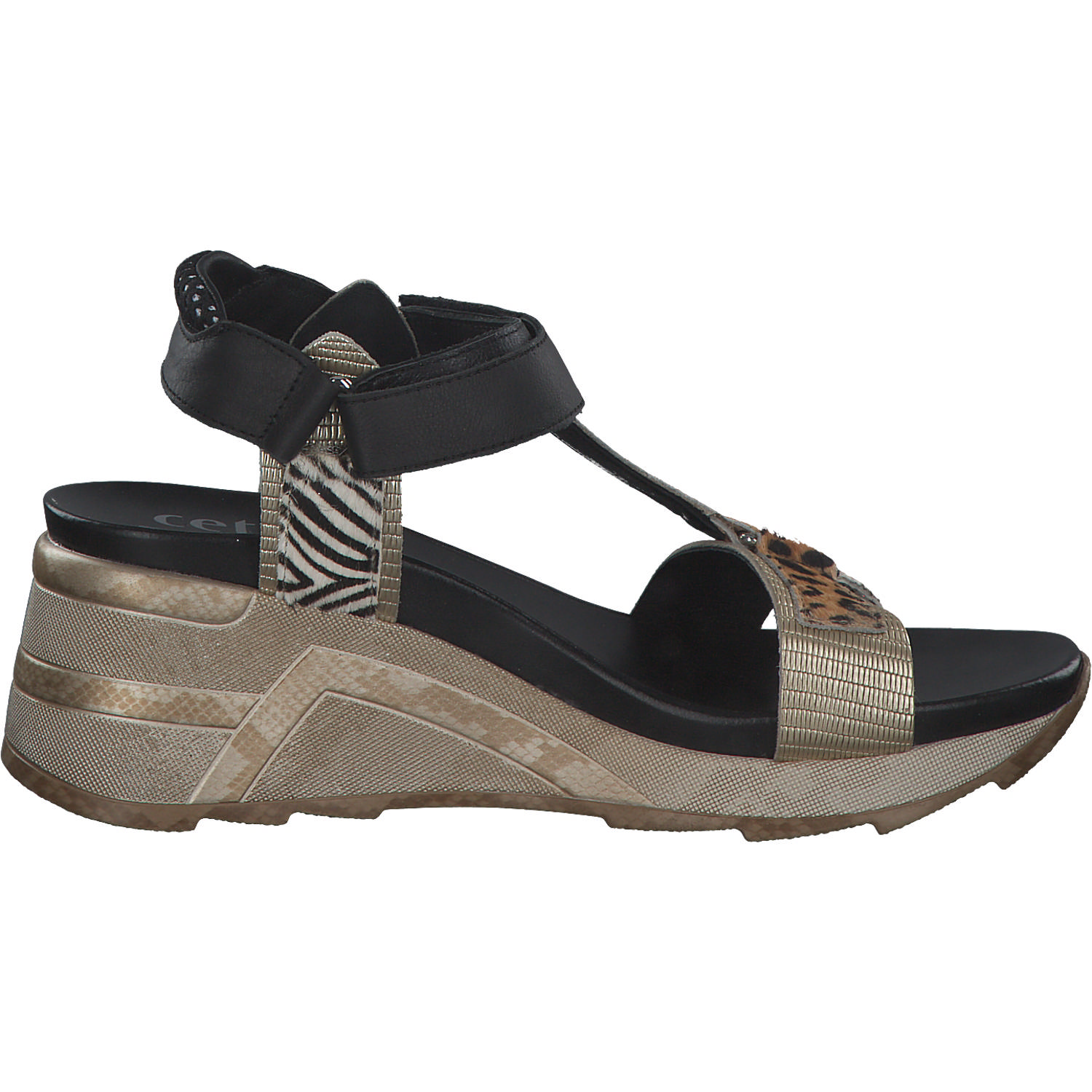 Cetti C1317, Plateau-Sandaletten, Damen, leopardo multicolor