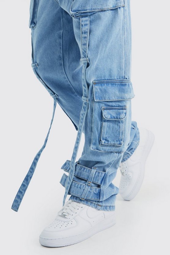 Lockere Cargo-Jeans mit elastischem Bund