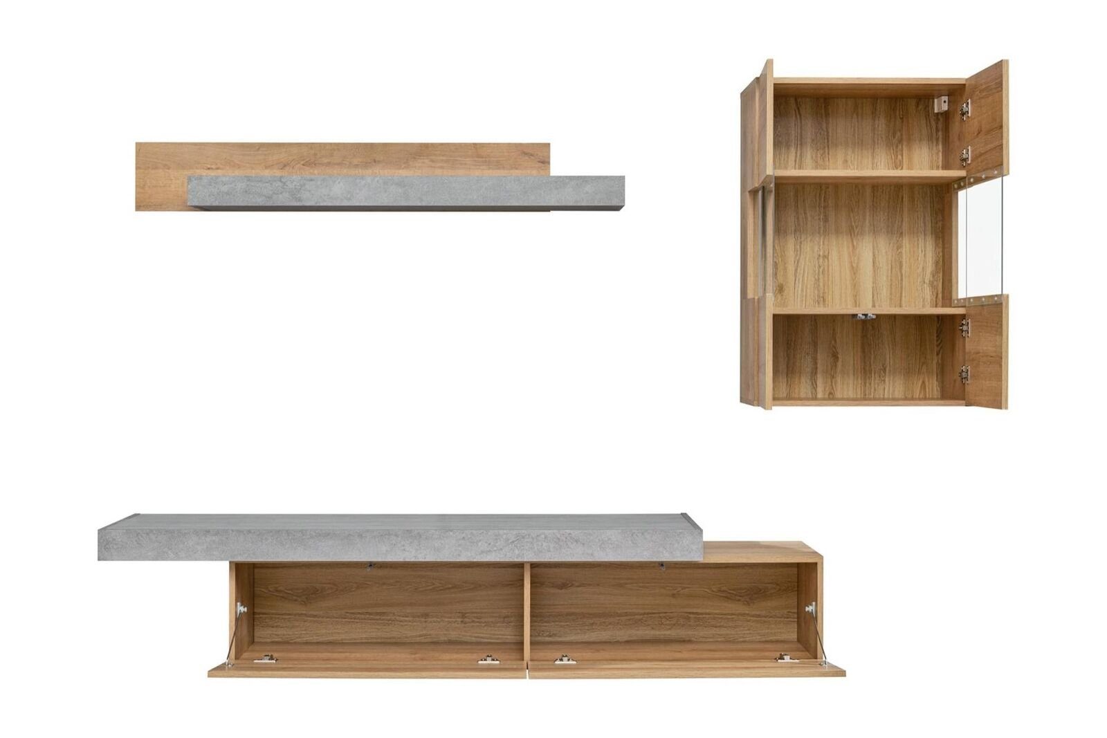 JVmoebel Wohnzimmer-Set Modern Designer TV-Ständer Wandschrank Neu, (3-St., TV-Ständer/Regal/Wandschrank), Made in Europa
