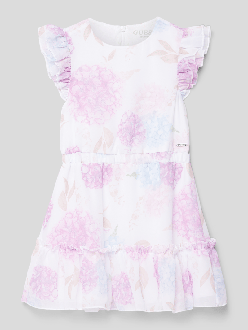 Kleid mit floralem Allover-Muster in offwhite