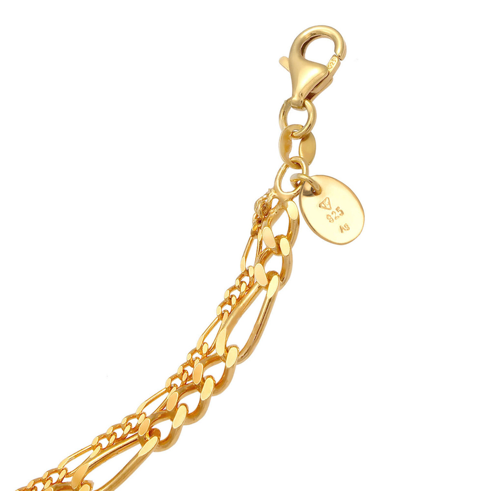 Elli PREMIUM Elli PREMIUM Collier Layerkette Figaro Glieder Basic 925 Silber collier