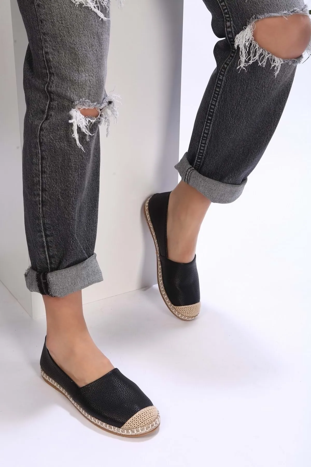 Shoeberry  Ziles Black Skin Espadrille für Damen