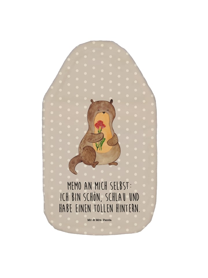 Mr. & Mrs. Panda Wärmflasche Otter Blumenstrauß mit Spruch in Grau Pastell günstig kaufen onesize