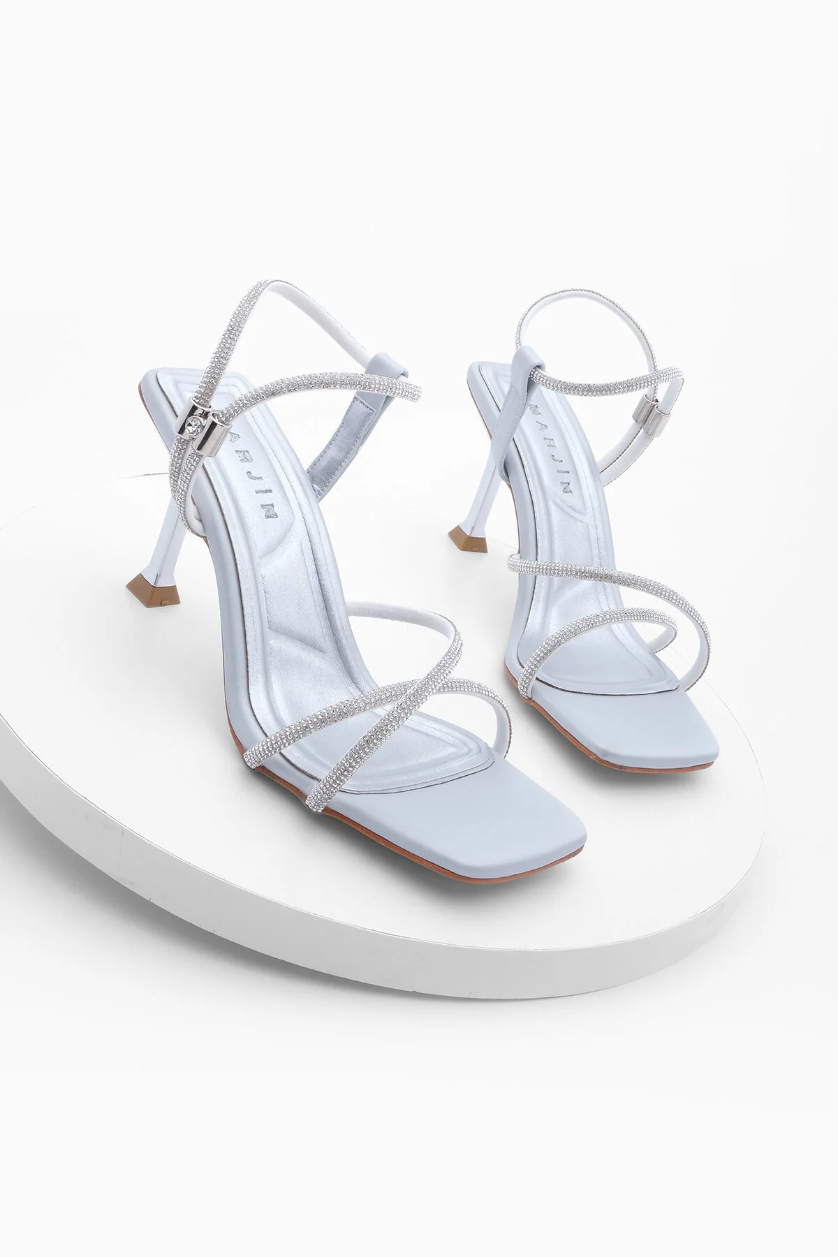 Marjin  Damen Abendkleid Schuhe mit Absatz Celer Silber