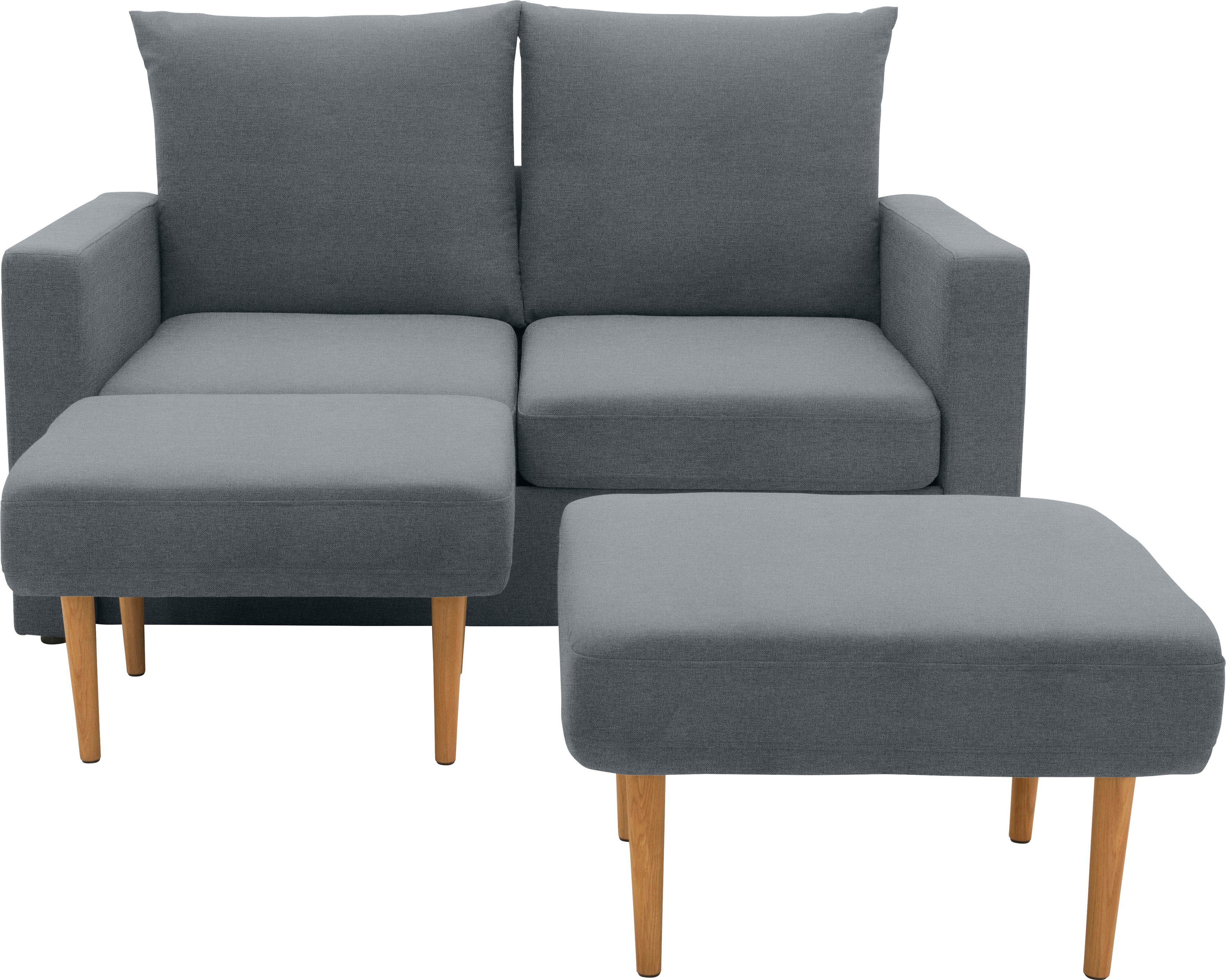 DOMO collection Sofa Slunce, 3 Teile, für Outdoor geeignet, Raumwunder, 2-Sitzer mit 2 Hockern