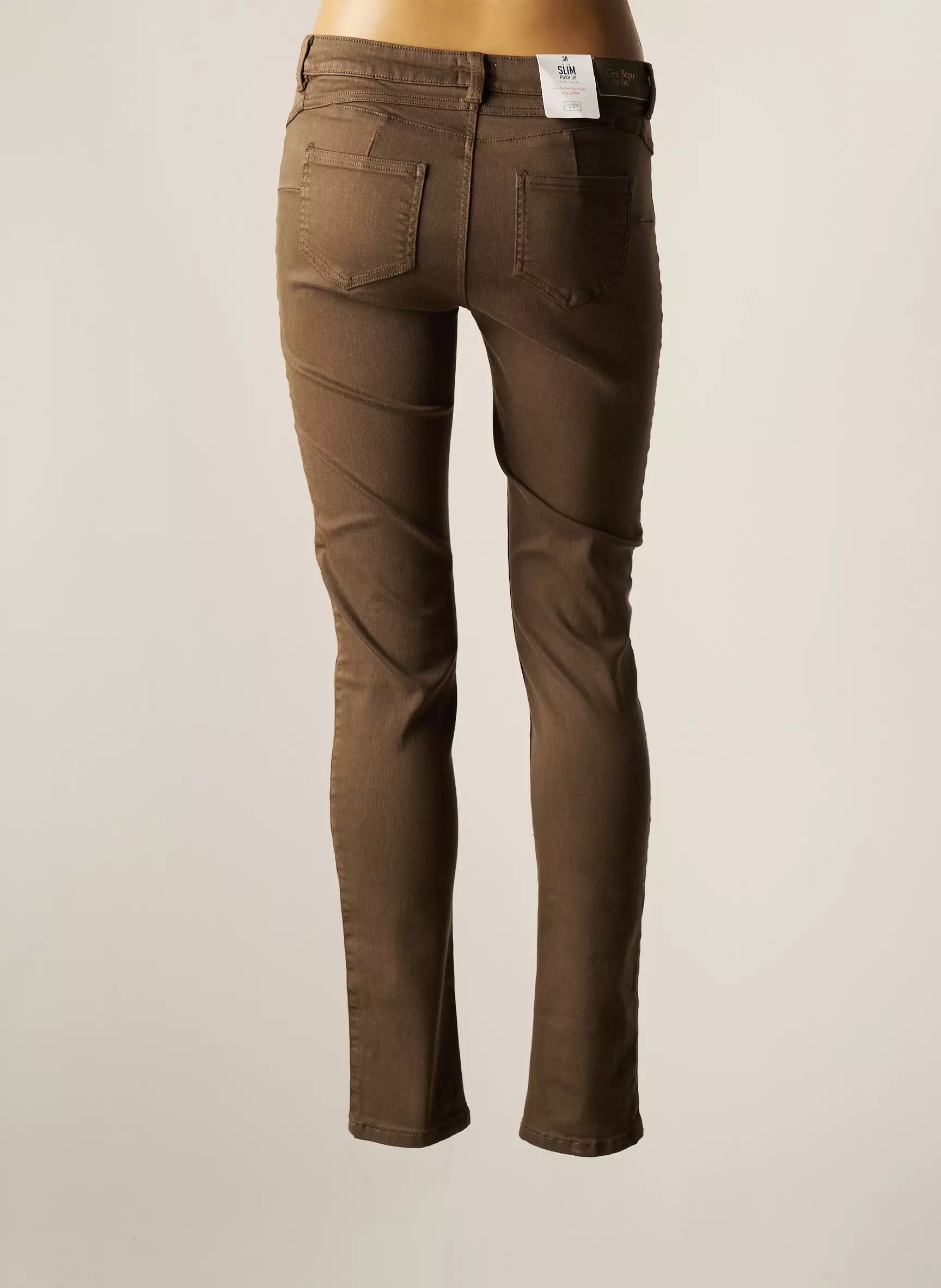 C Est Beau La Vie Pantalons Slim Femme couleur vert