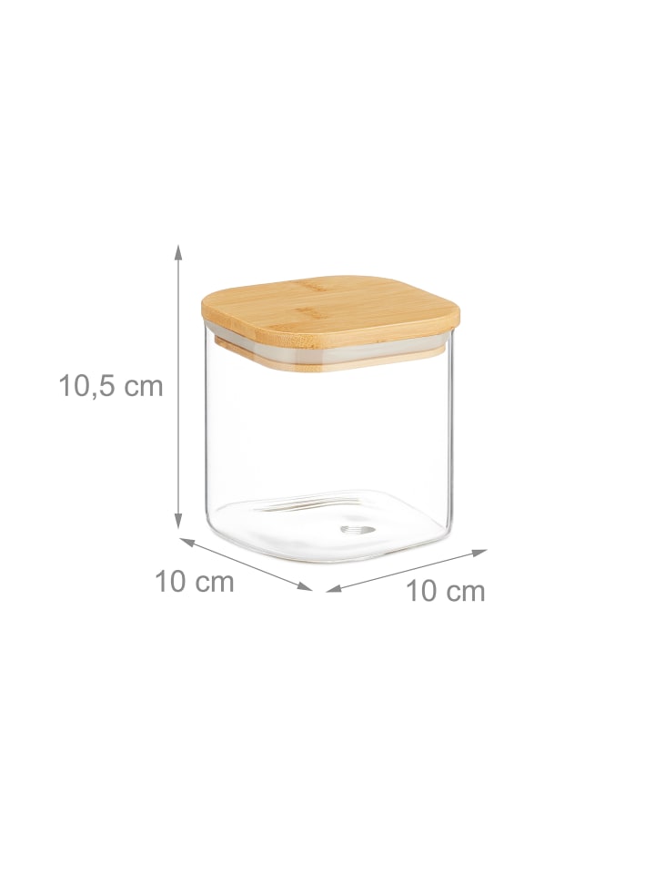 relaxdays 3 x Vorratsglas in Transparent/ Natur - 600 ml günstig kaufen onesize