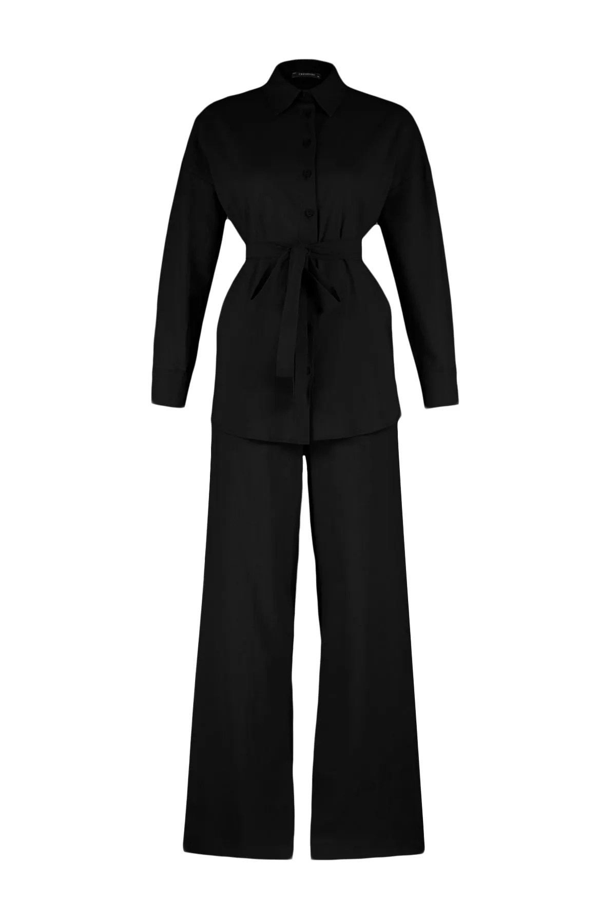 Trendyol Collection  Schwarzes gewebtes Oberteil und Unterteil mit Gürtel TWOSS23AU00072