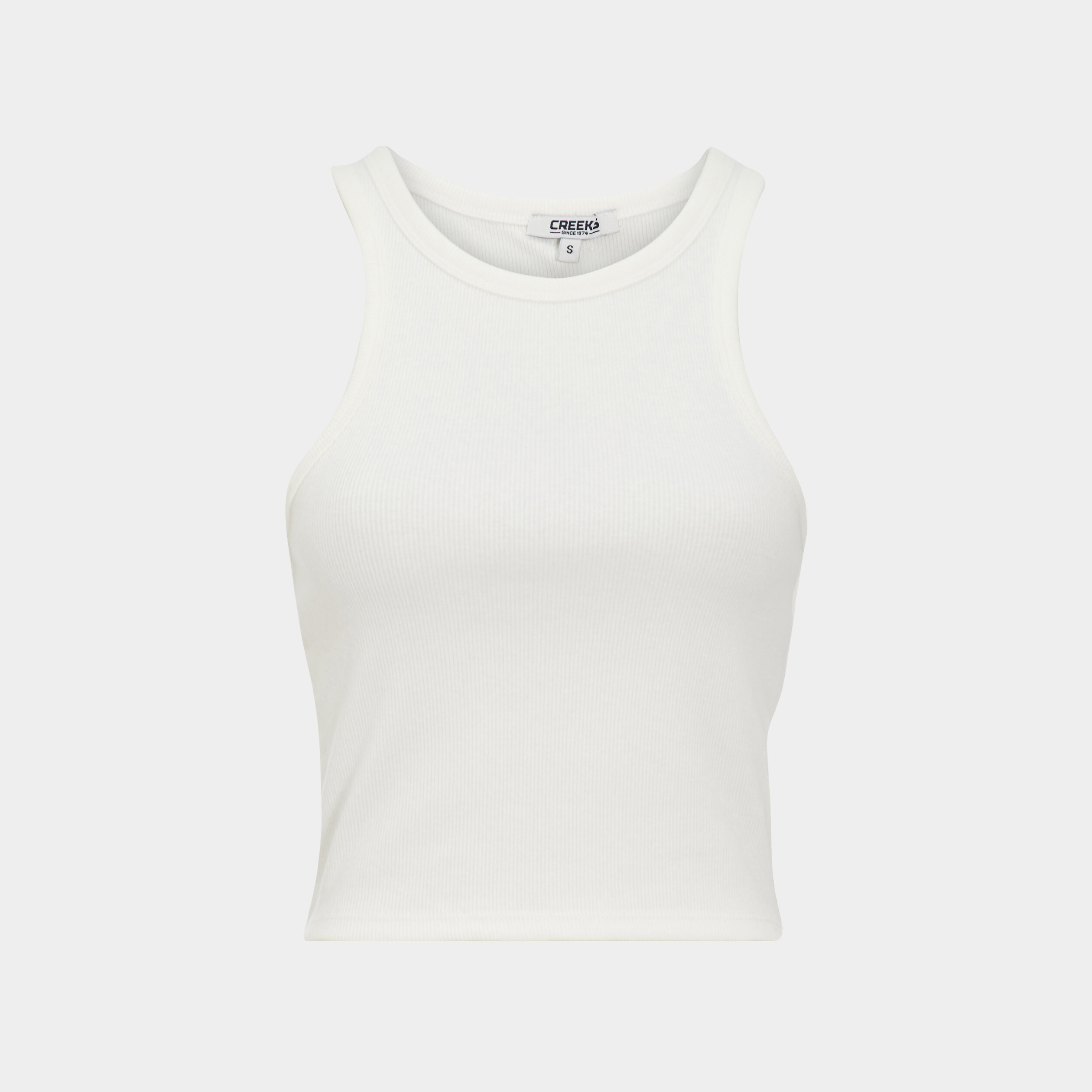 Débardeur côtelé encolure américaine blanc femme | La Halle