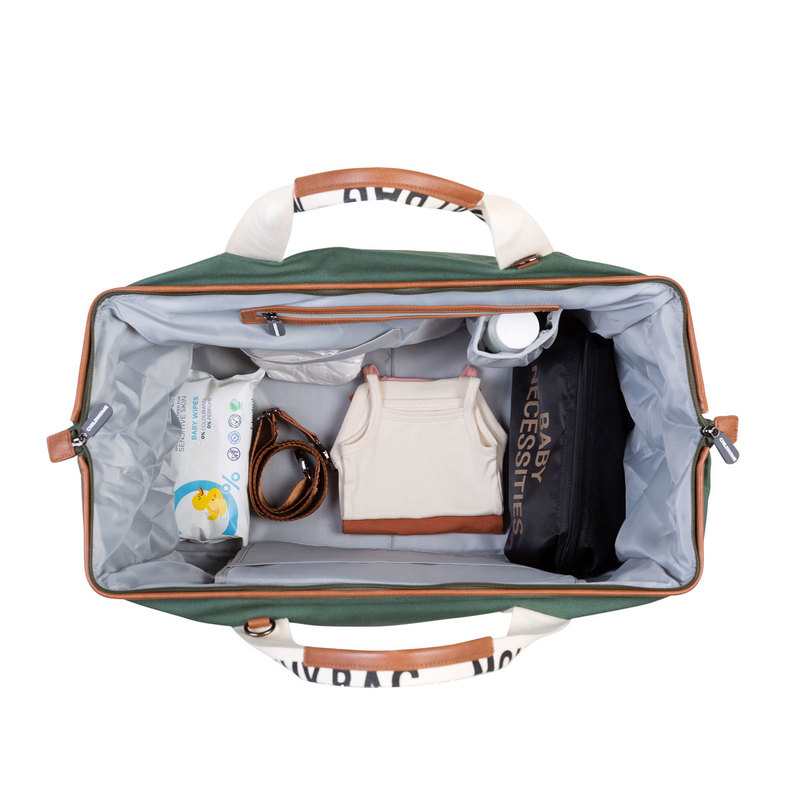 Sac à langer Mommy Bag Canvas Signature vert Childhome