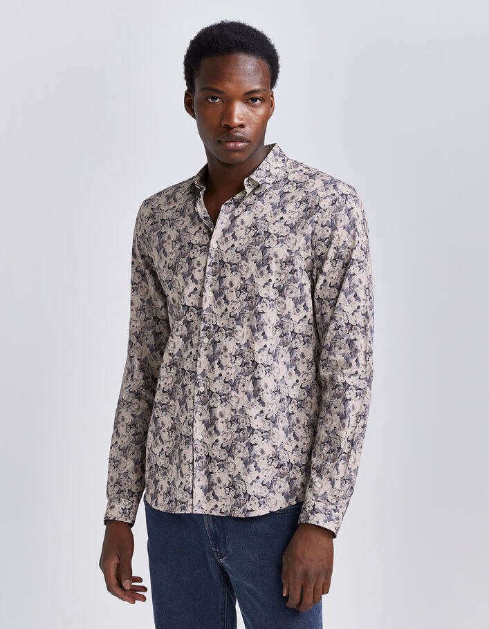 Chemise SLIM acier tissu Liberty roses Homme