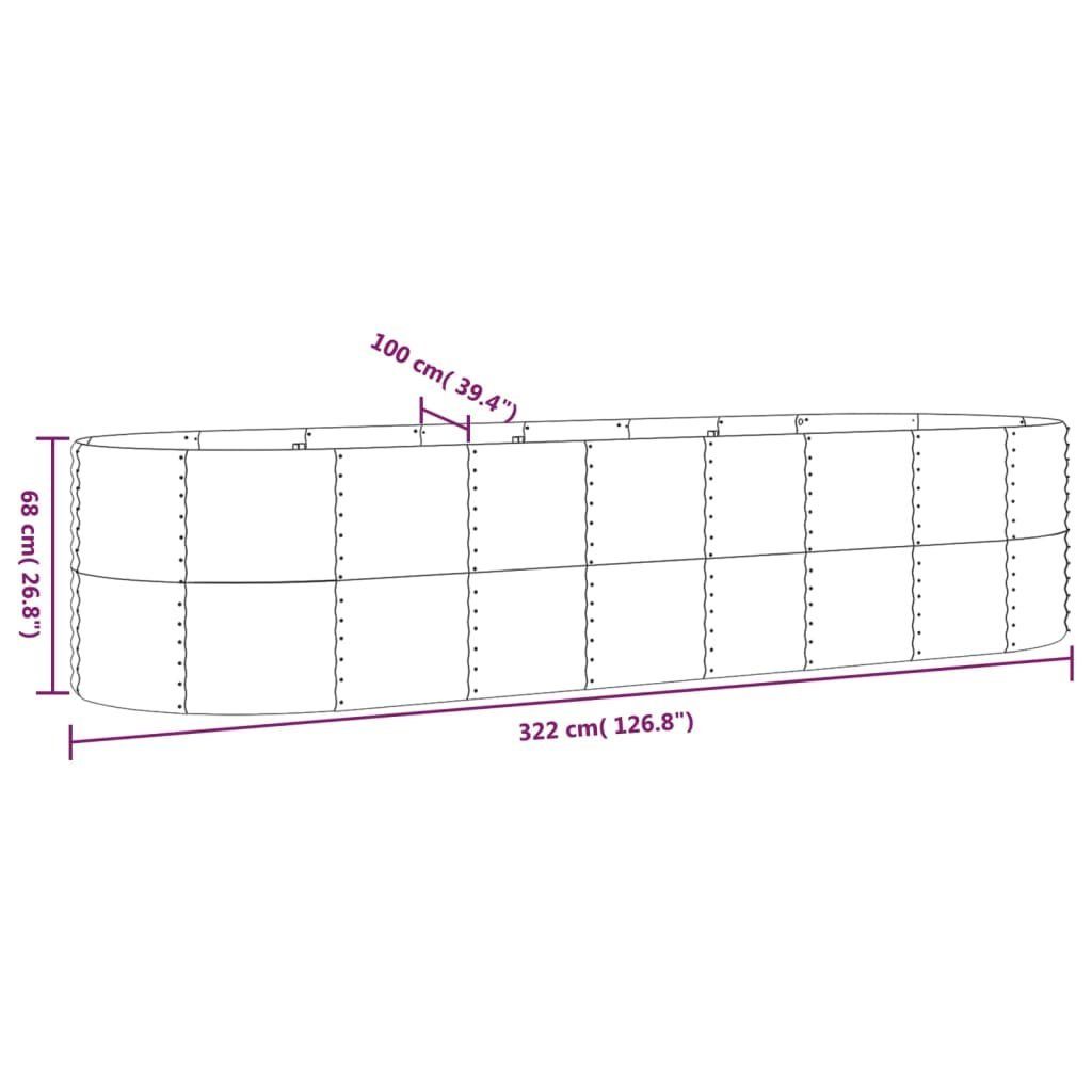 furnicato Hochbeet Pulverbeschichteter Stahl 322x100x68 cm Braun