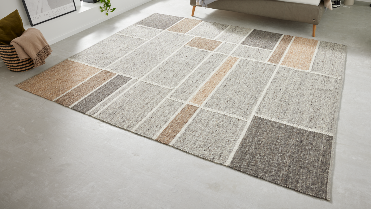 Interliving Handwebteppich B-8002 Braun-Beige 70 x 130 cm