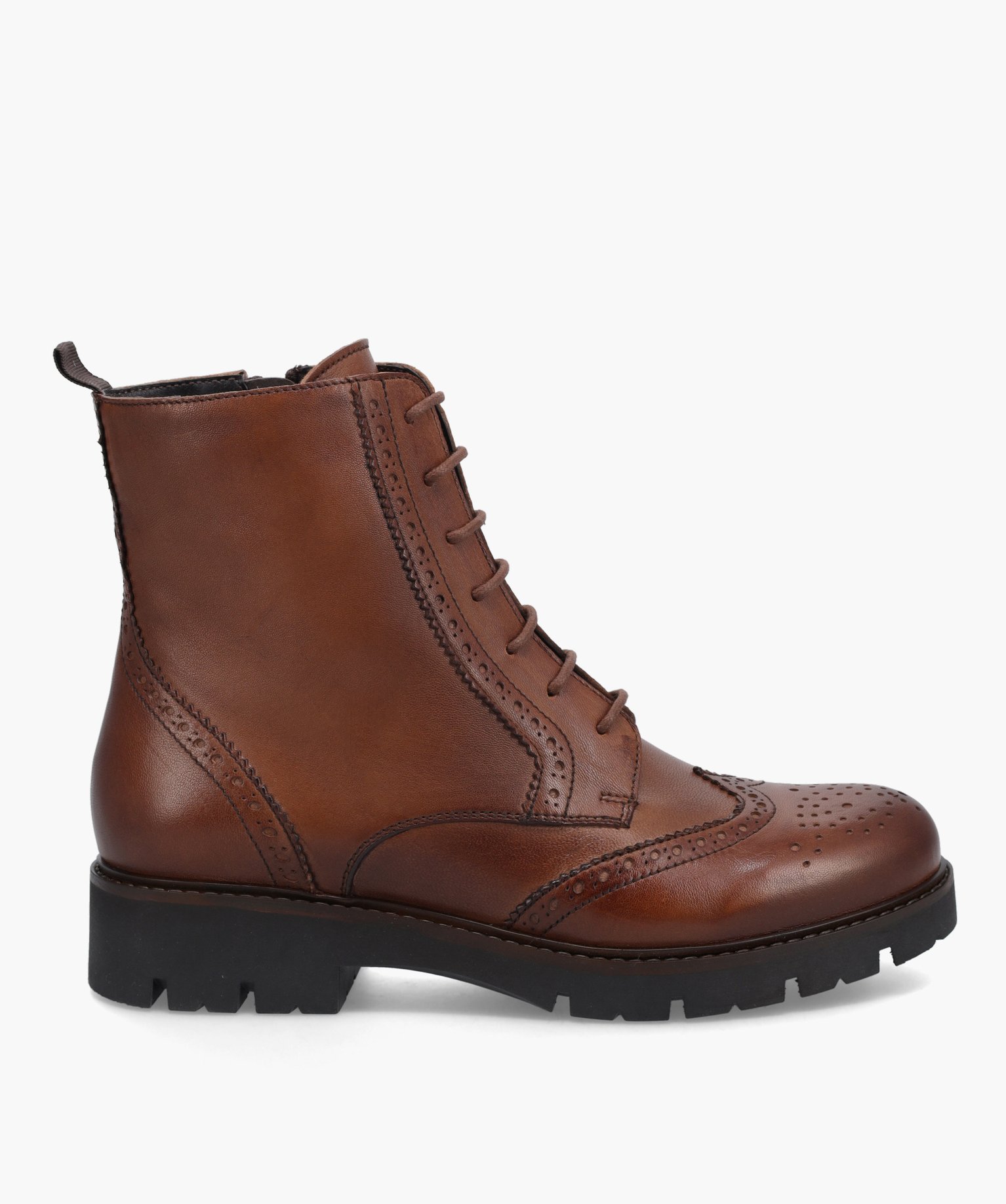Boots fille dessus cuir à lacets et semelle crantée – Ta... marron | GEMO
