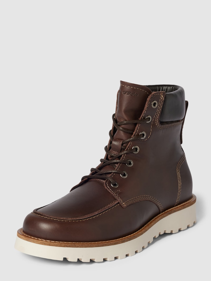Boots mit Label-Details Modell 'JACK' in dunkelbraun