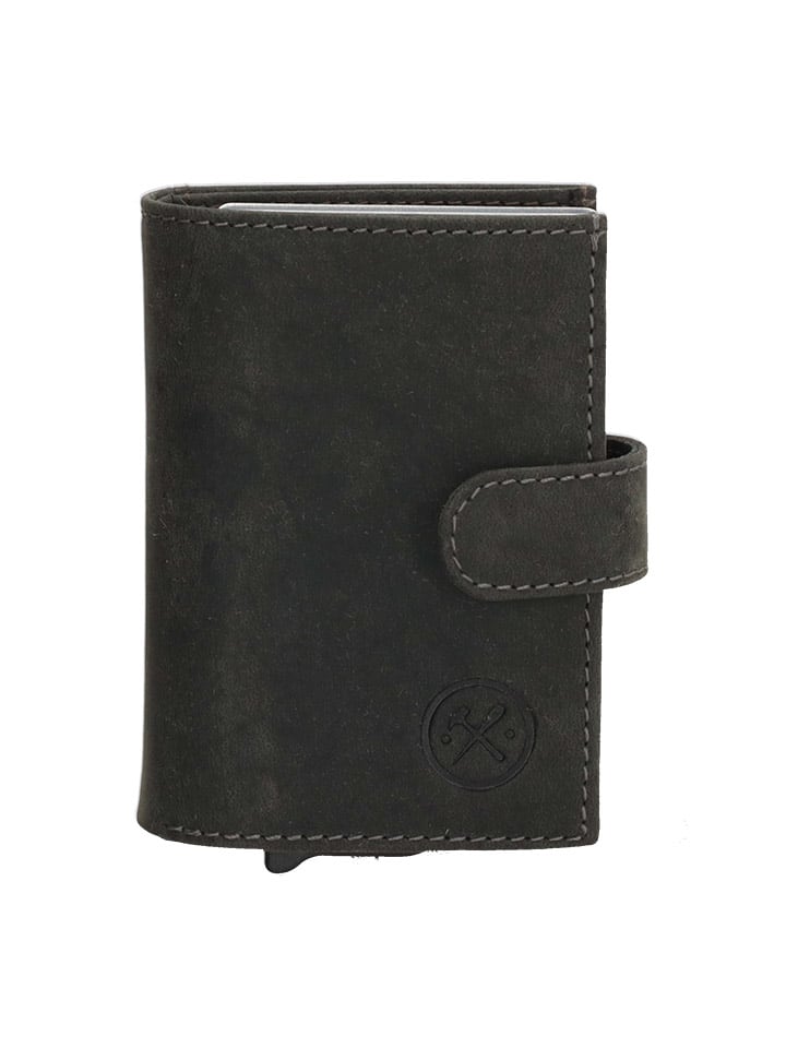 HIDE & STITCHES Leder-Geldbörse in Schwarz - (B)8 x (H)10 x (T)2 cm günstig kaufen onesize
