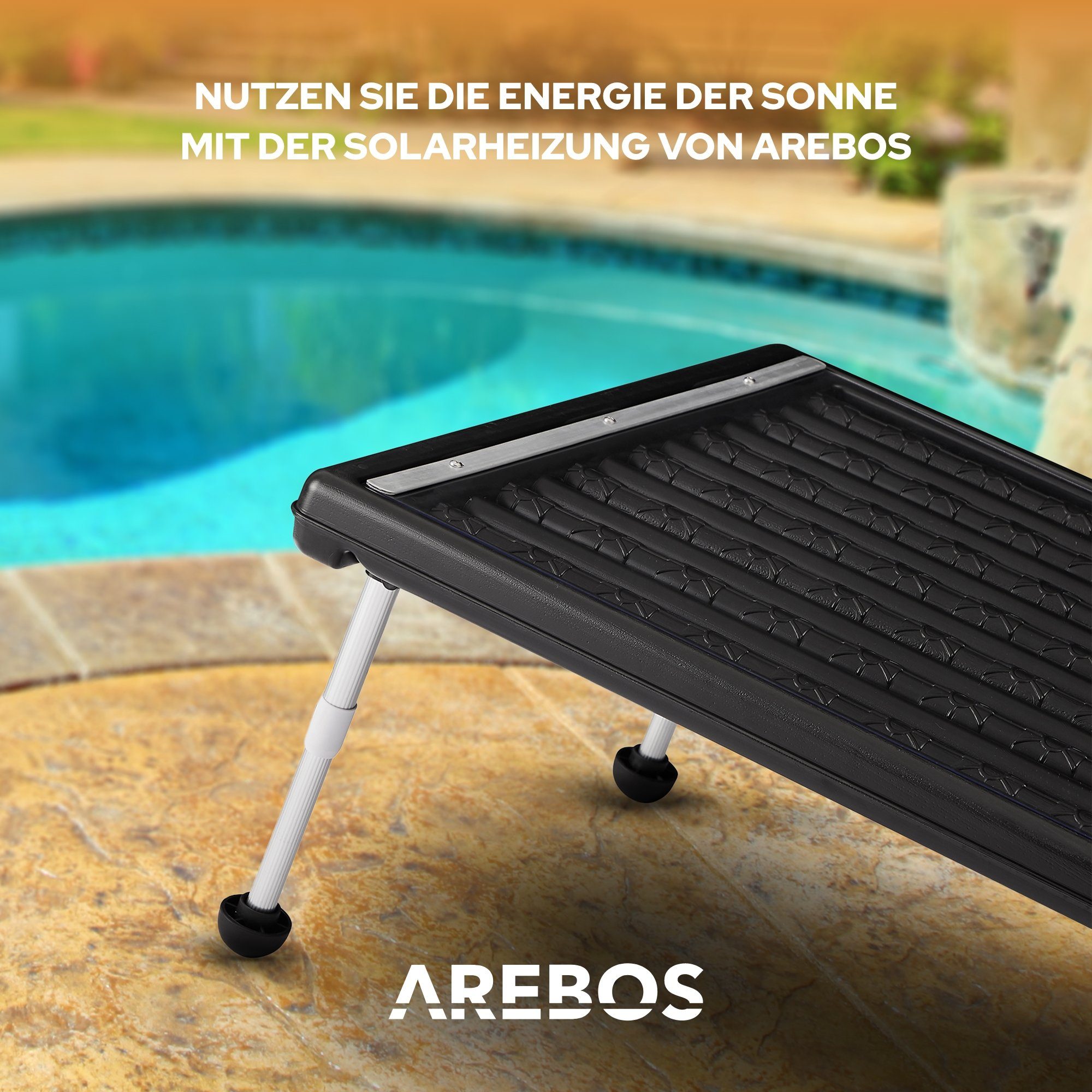 Arebos Solarabsorber Solarmatte Pool Solarheizung Poolheizung Solar Heizung, 0,72 m² Absorberfläche, Stück, Poolheizung, Wasser Erhitzung durch Solar