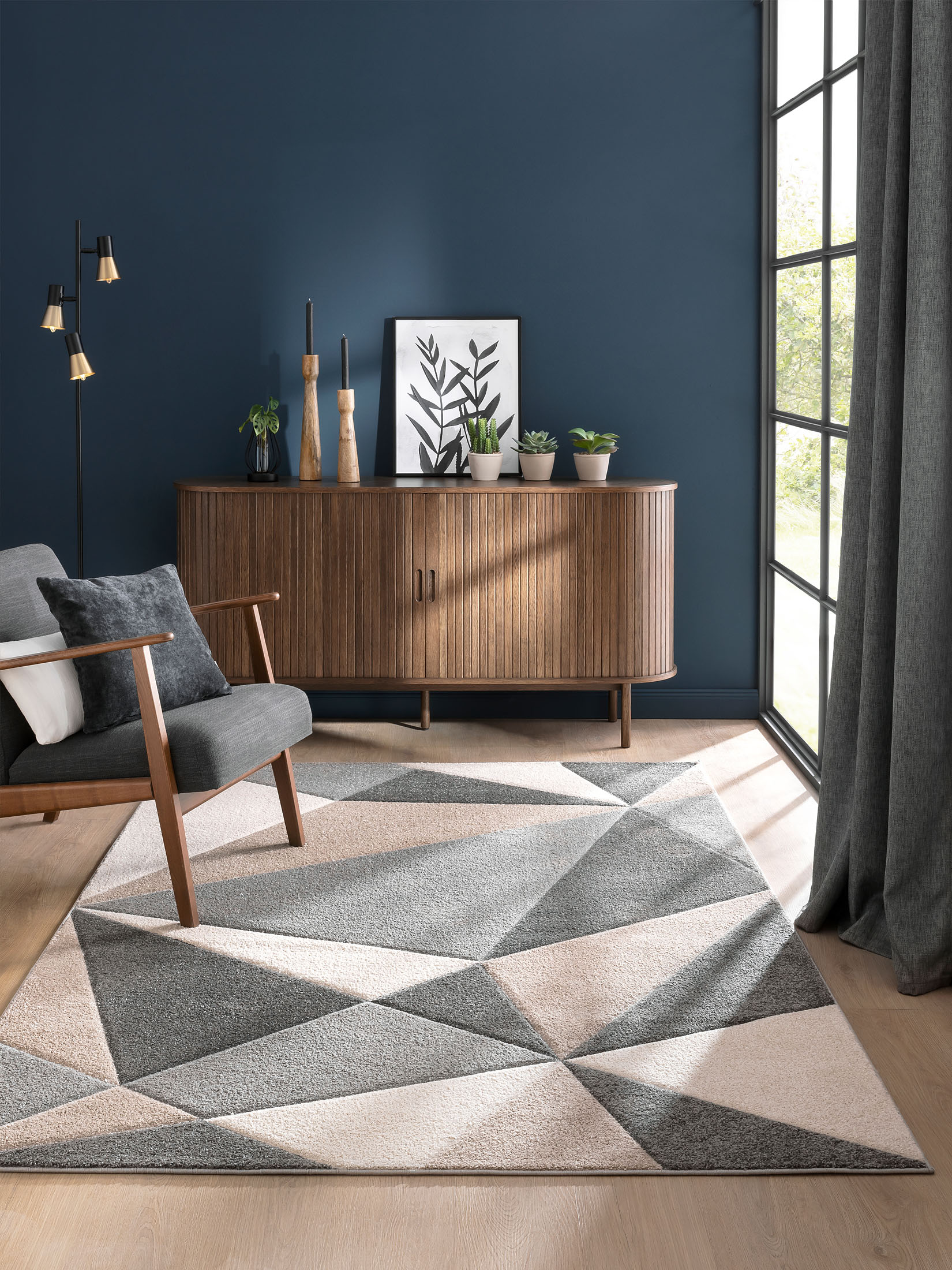 Triogona Moderner Teppich, Grau/Beige