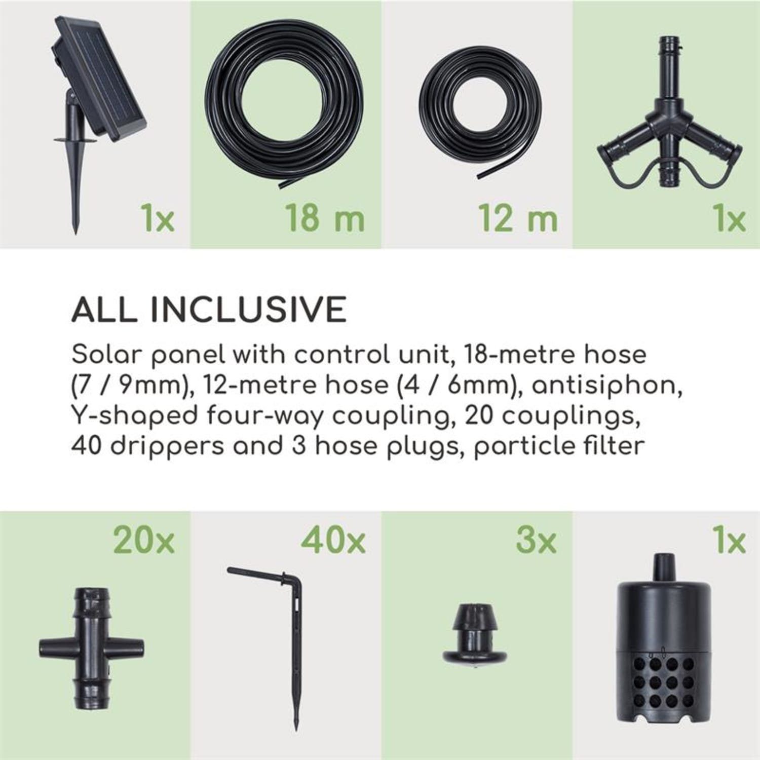 blumfeldt Bewässerungssystem Greenkeeper Solar Bewässerungssystem Solarpanel 1.500 mAh 40 Pflanzen, (Set)