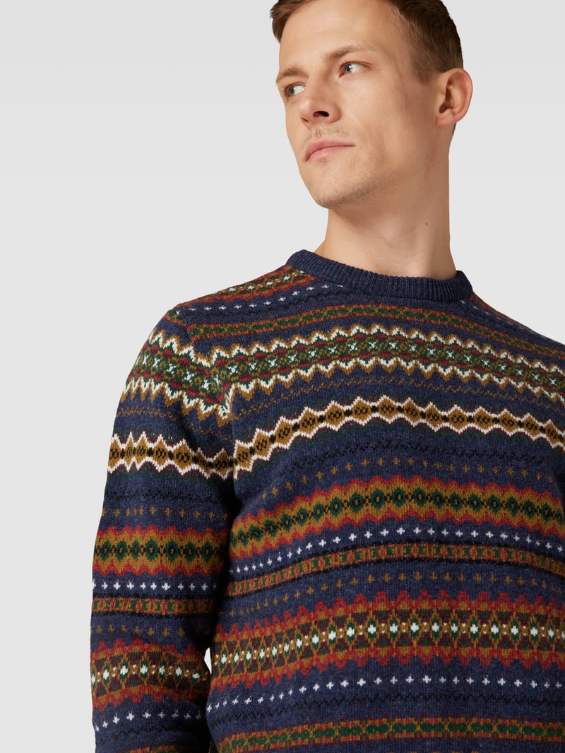 Strickpullover aus Wolle in marineblau meliert