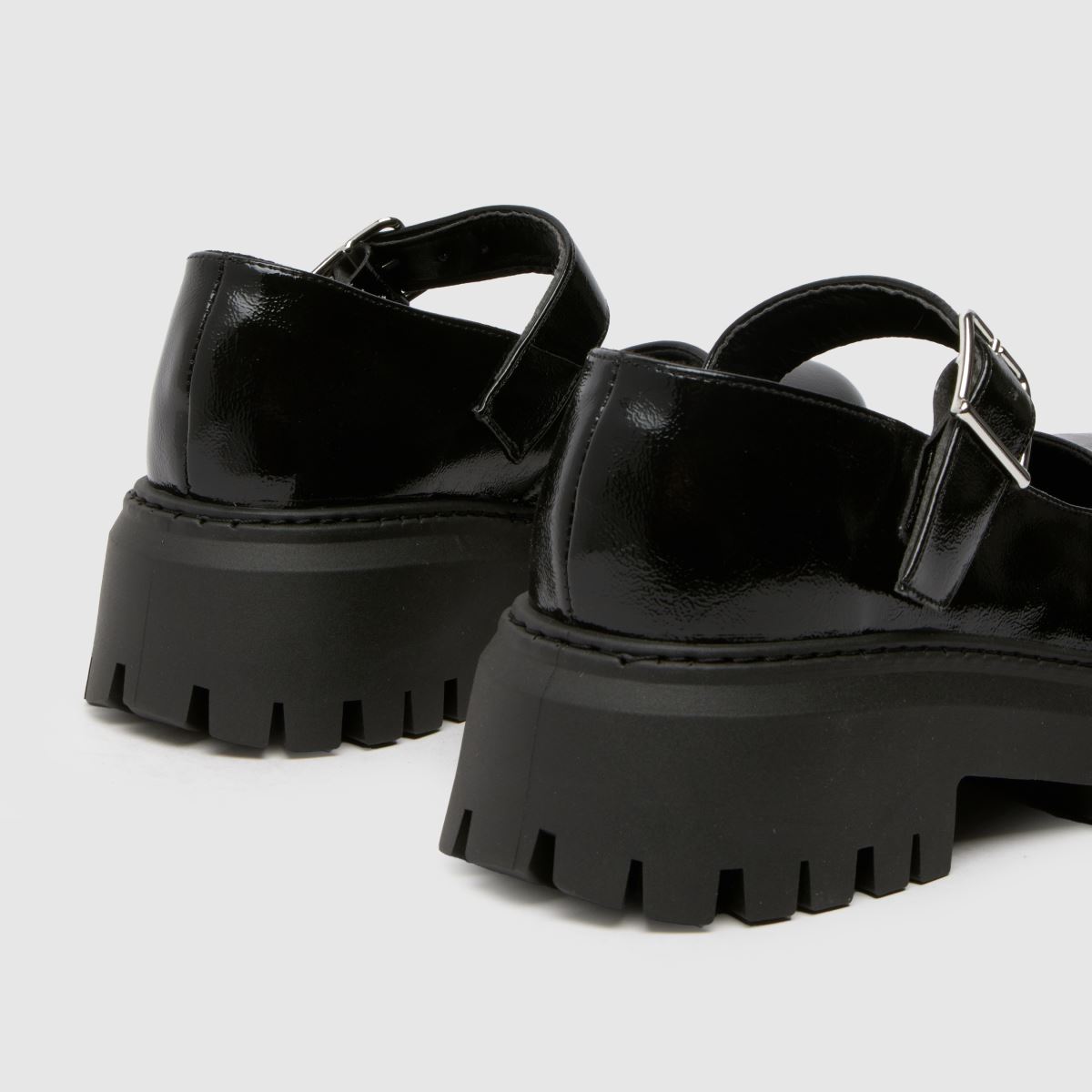 Schuh Lash – Svarta, grova, platta Mary Jane-skor
