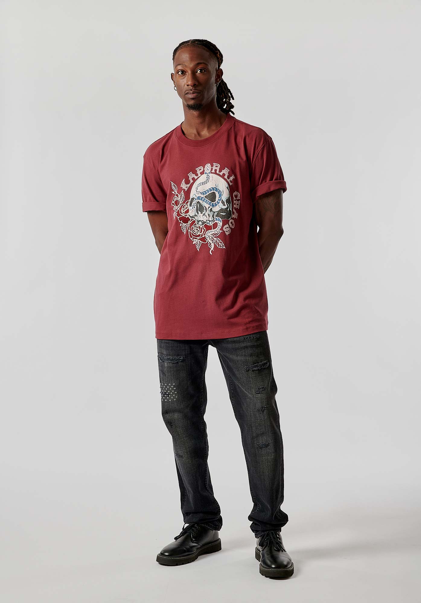 TALK   T-shirt bordeaux homme 100% coton