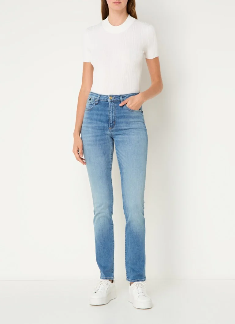 Blugi HUGO BOSS STATE cu talie înaltă, skinny fit, decolorare medie