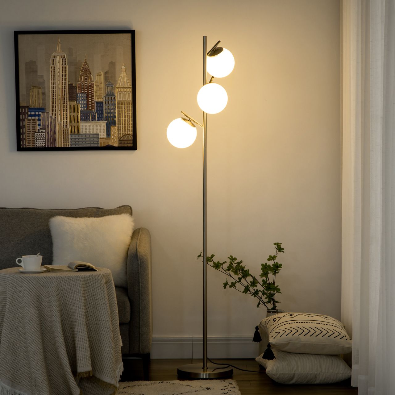 HOMCOM Stehleuchte, Stehlampe, 40 W Standlampe mit E27 Fassung exkl. Glühbirne