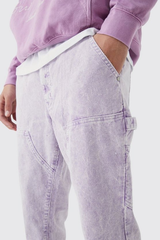 Slim-Fit Cord-Schlaghose mit Acid-Waschung