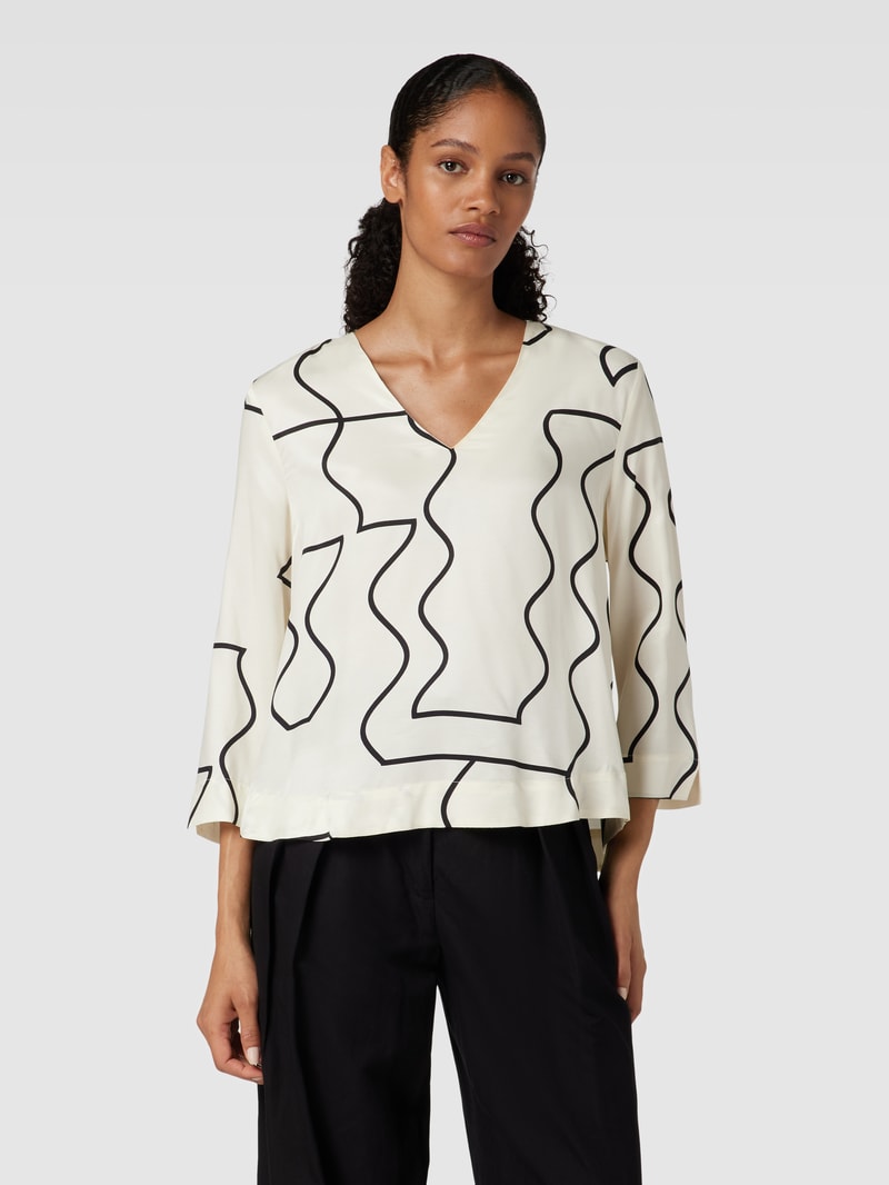 Bluse mit V-Ausschnitt in weiß