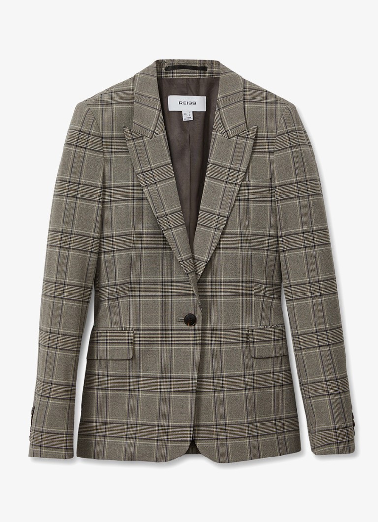 Reiss Tamy blazer with check pattern and flap pockets
