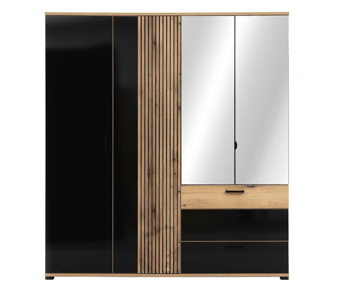 QMM TraumMöbel Schlafzimmer-Set Schlafzimmer Aria Set B Bett Schrank Nachttische Kommode LED
