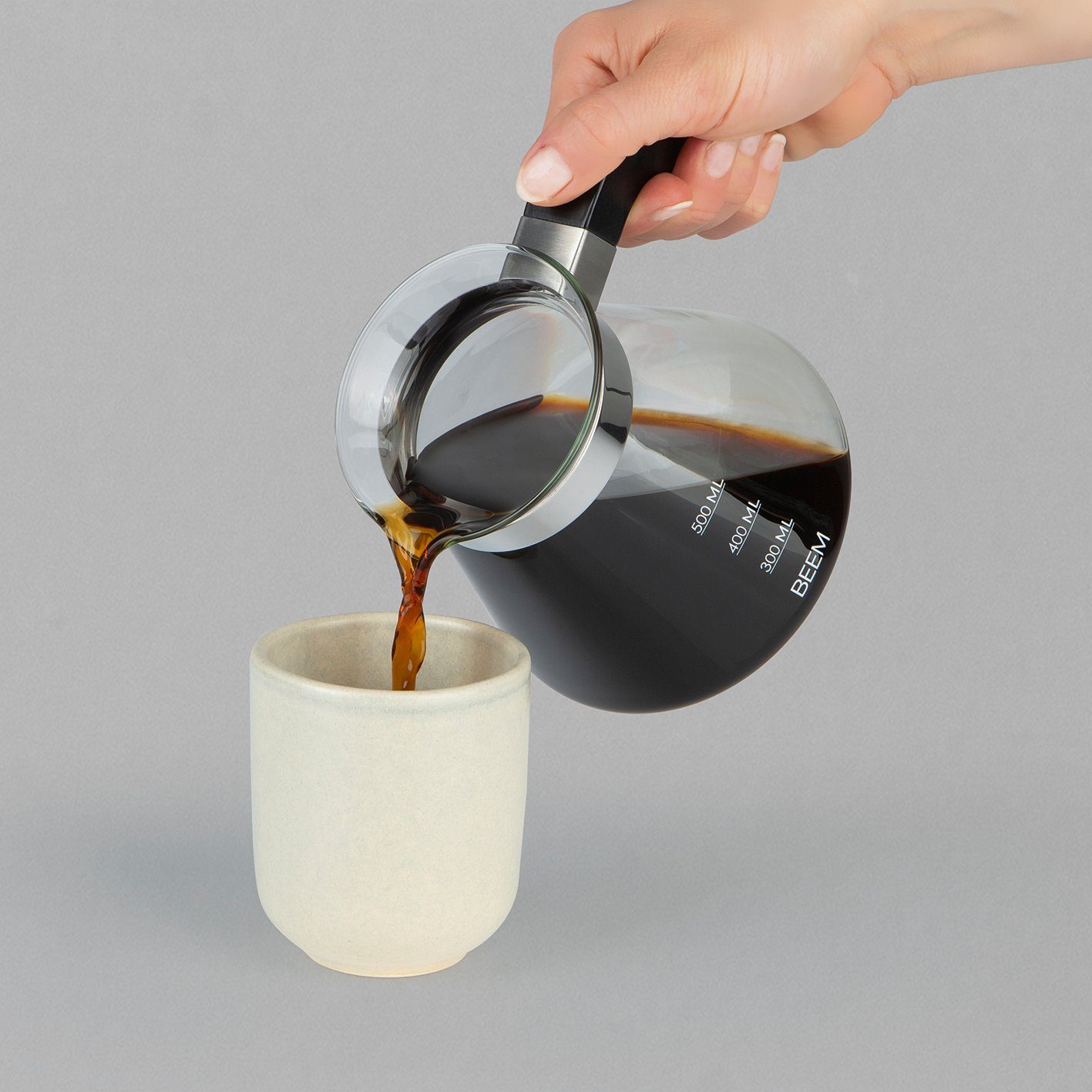 BEEM Wasserkessel POUR OVER Wasserkessel mit Thermometer 1L Buchenholz