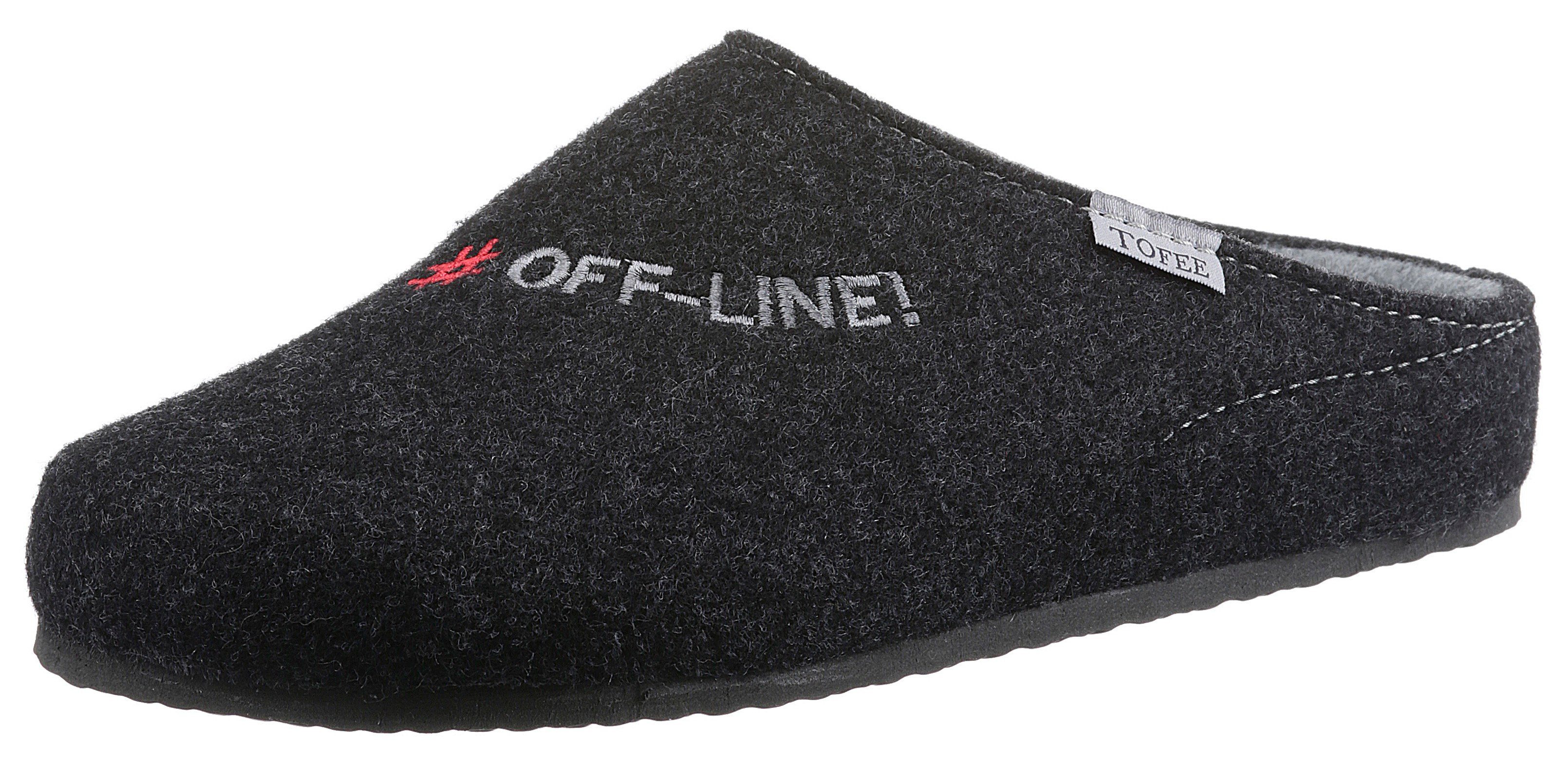 Tofee Pantoffel mit Schriftzug 