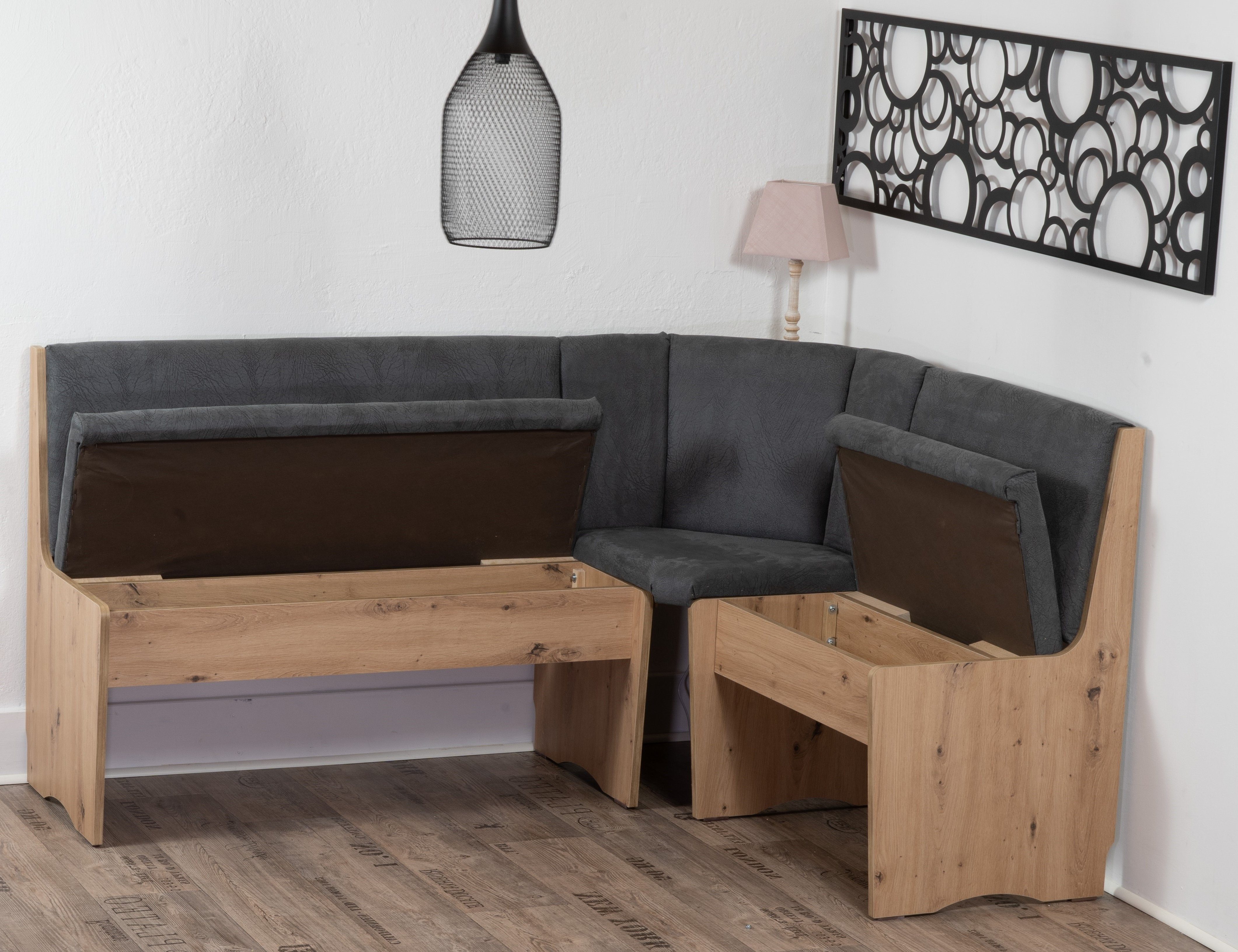 Stolebaenk Eckbankgruppe Duisburg Artisan Titanic Ibiza VE/VA, (Eckbankgruppe, 1 x Eckbank, 1 x Tisch, 2 x Stuhl)