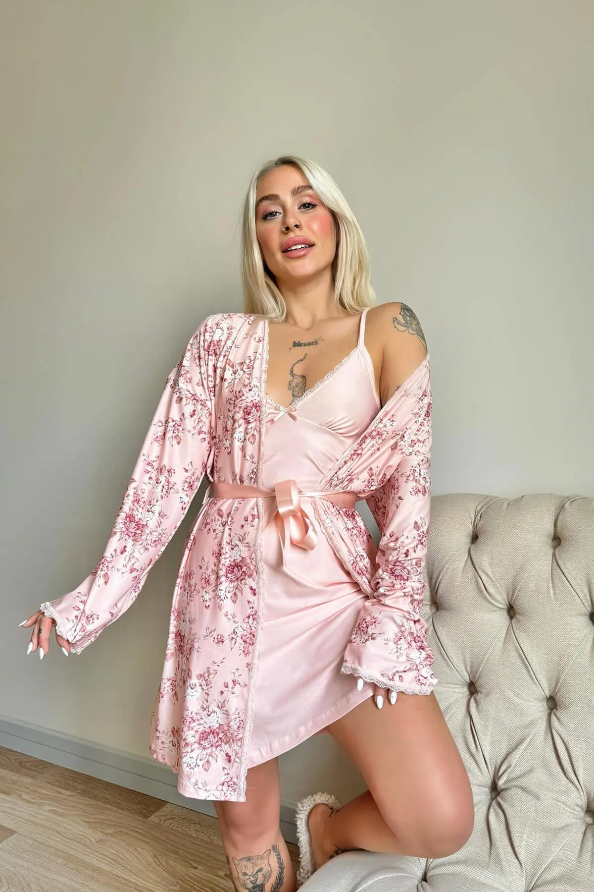 Pijamaevi  Pyjama set - Rosa - Unifarben
