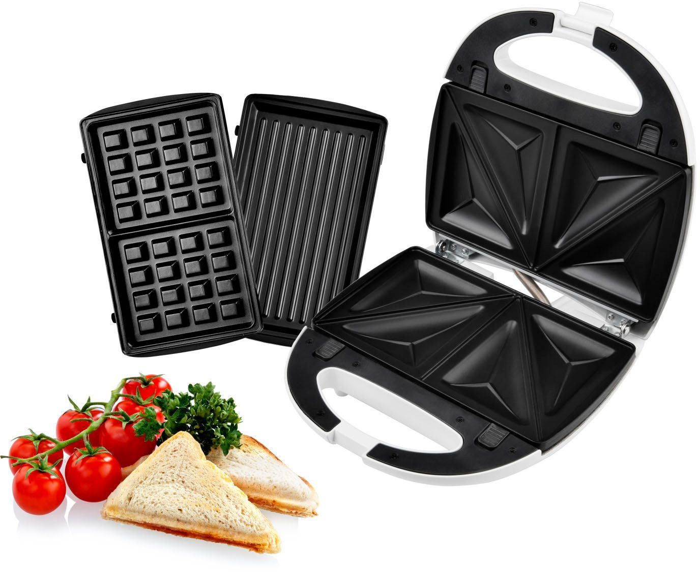 Hyundai 3-in-1-Sandwichmaker SM627, 700 W, austauschbare Sandwich/Waffel/Panini Platten, Lichtsignalisierung