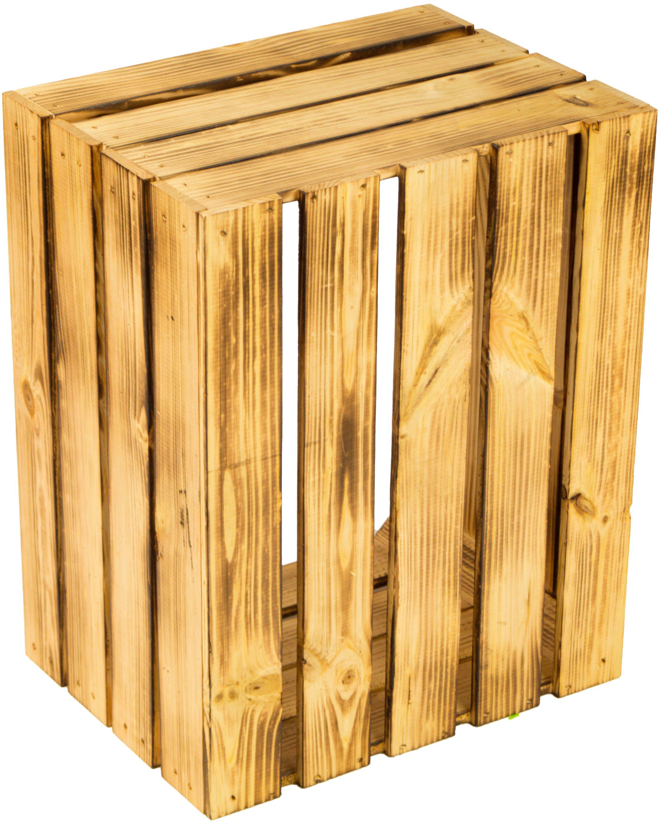 Kistenkolli Altes Land Allzweckkiste 3 x Massive geflammte Holzkisten Schuhregal Ablage (3er Set)