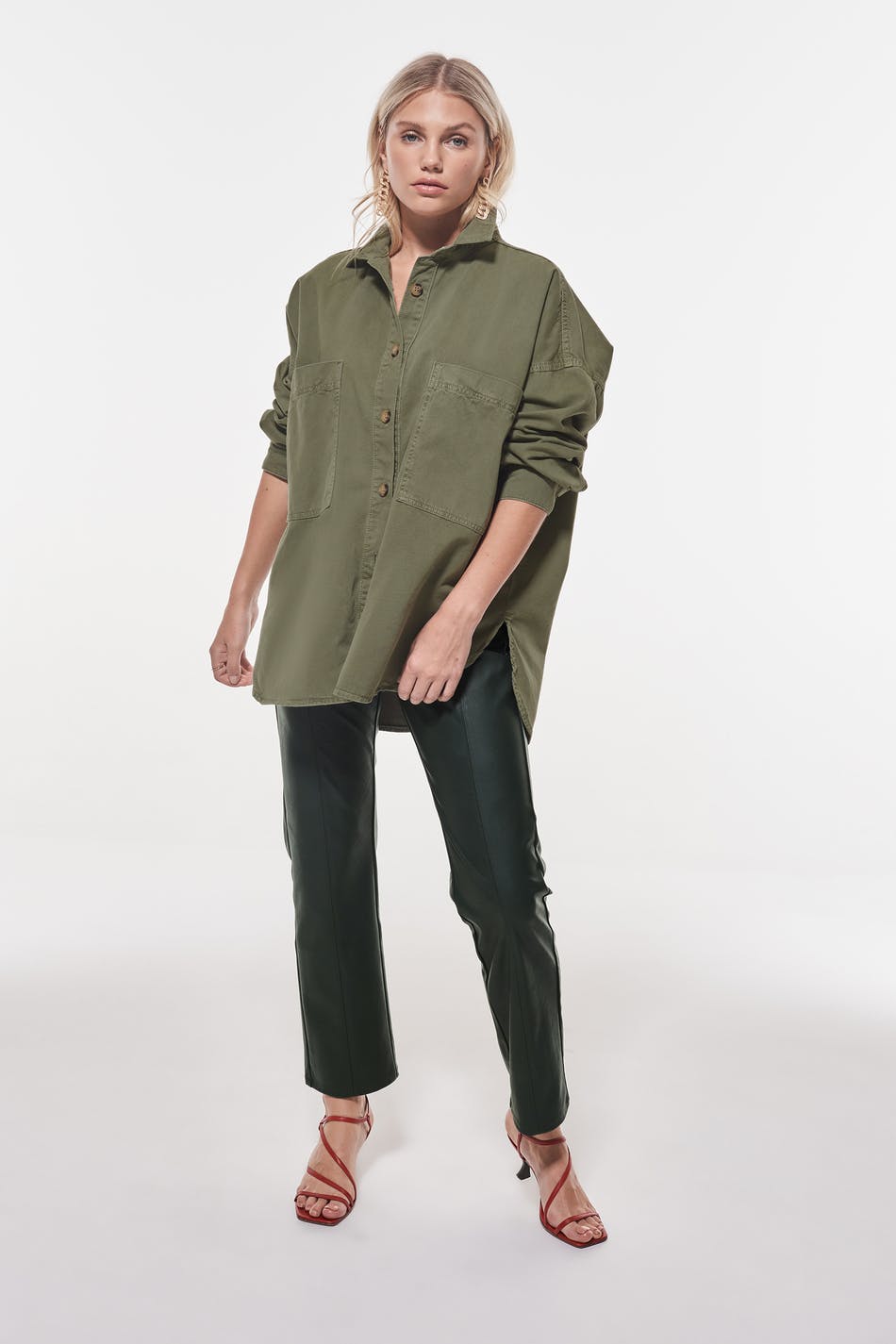 Oversized denim shirt