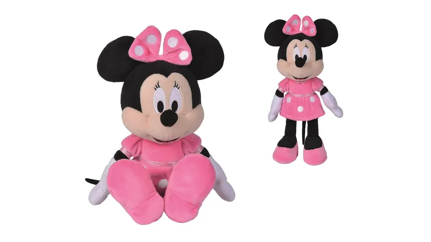 Simba -  Minnie Maus Plüsch Minnie pink, 35cm, Minnie mit pinkem Kleid
