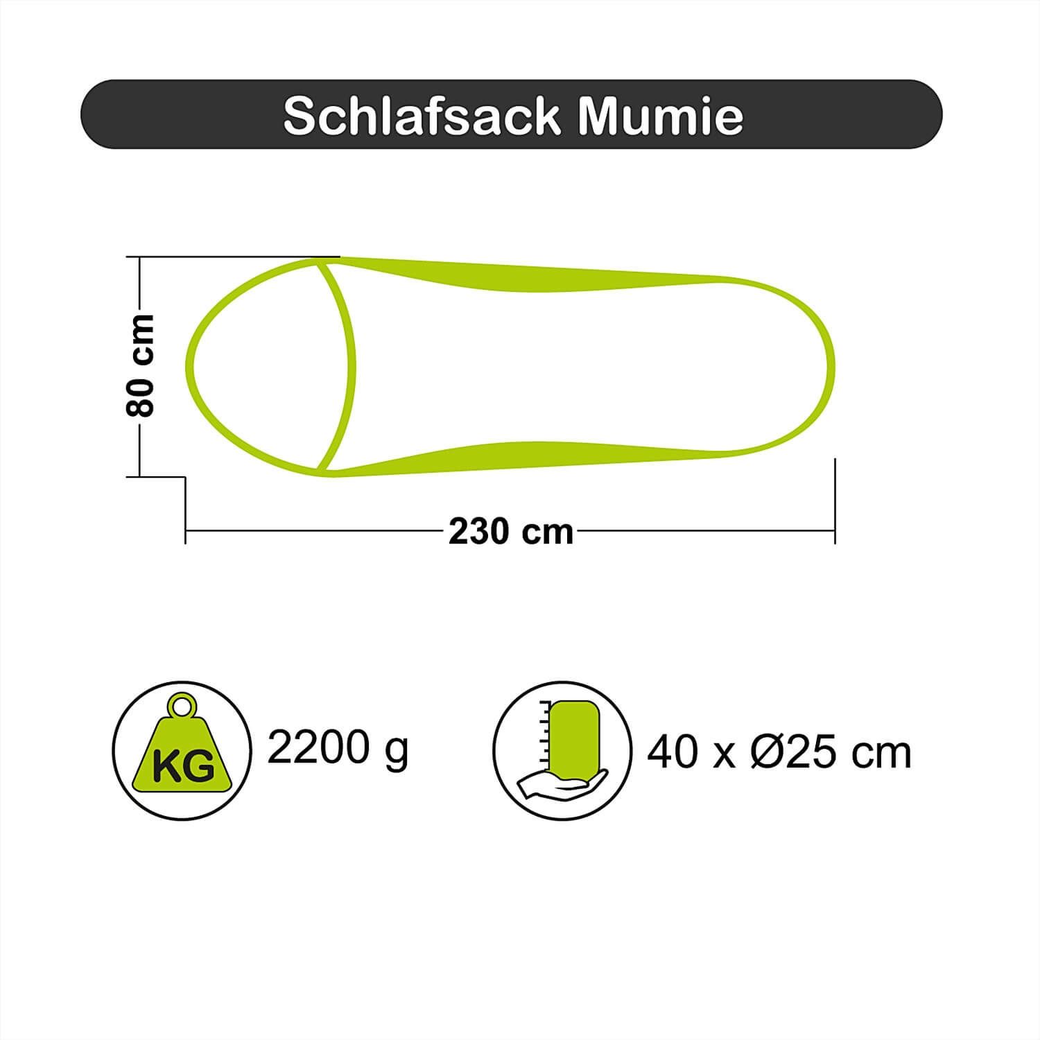 Schlafsack Mumie 2-lagig