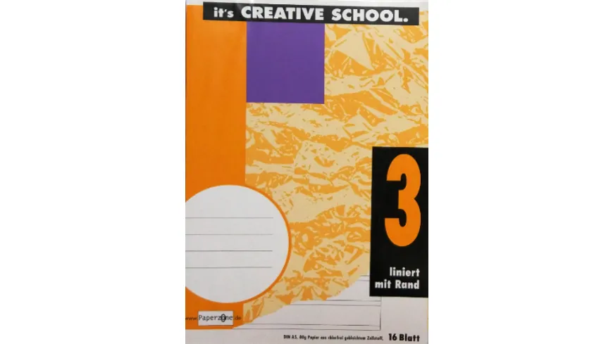 PAPERZONE Heft A5 Lineatur 3 mit Rand 16 Blatt