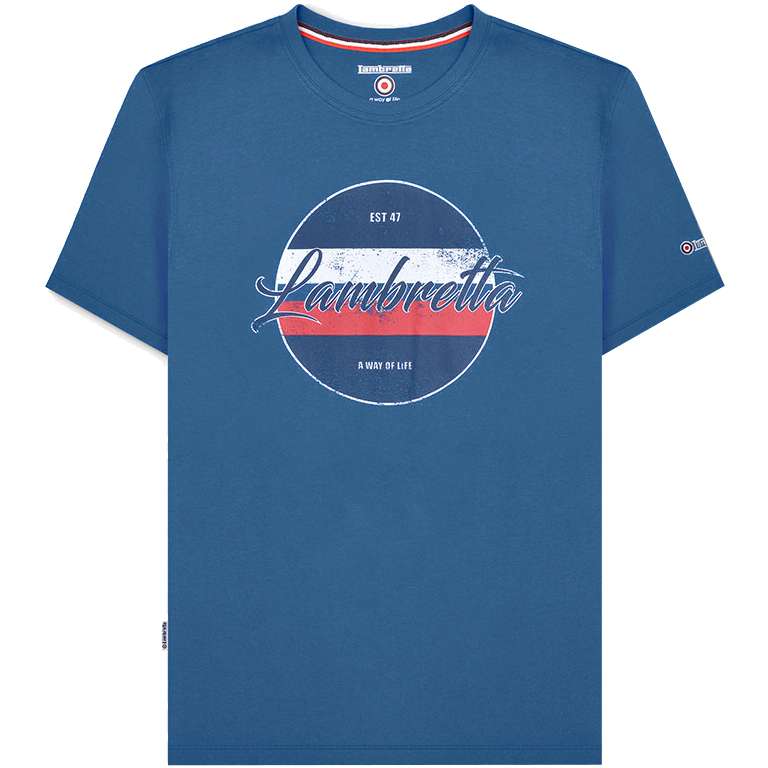 Lambretta Vintage Print Herren T-Shirt SS1010-DK BLUE
