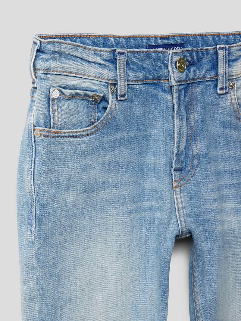 Jeans mit Label-Details Modell 'Dean' in mittelgrau