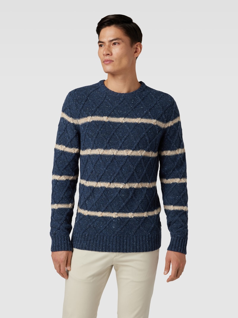 Strickpullover mit Streifenmuster in marineblau
