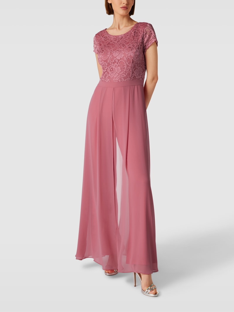 Jumpsuit mit floralem Strukturmuster in koralle