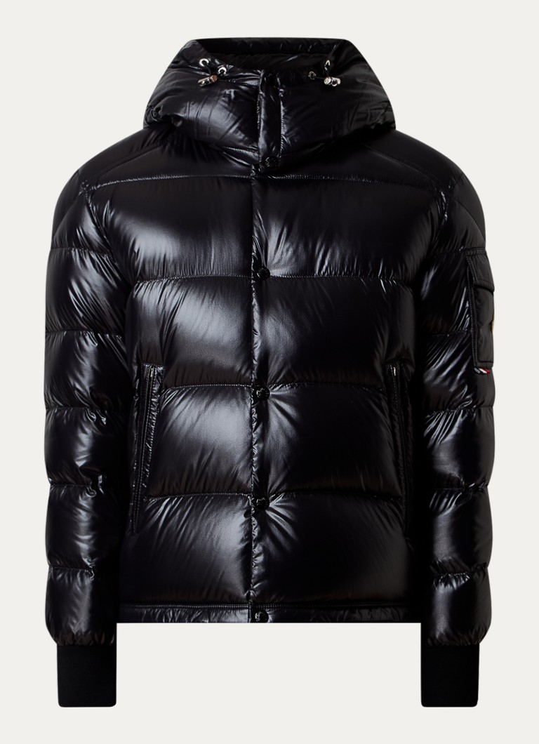 Giacca imbottita in piuma d'oca Moncler Maljasset con cappuccio removibile.