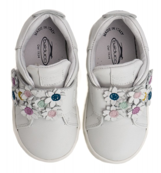 Balducci ~ Klettschuh Blumen Leder ~ Weiss