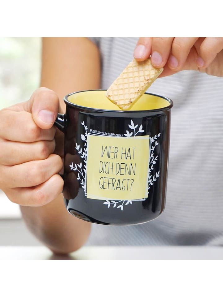 Geda Labels Tasse Wer hat dich gefragt Emaille-Optik  in Gelb - 400 ml günstig kaufen onesize